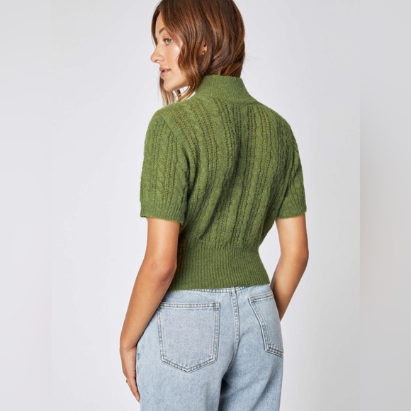 Wool-blend texture high neck sweater shirt (Matcha Green) Small - Picture 7 of 7